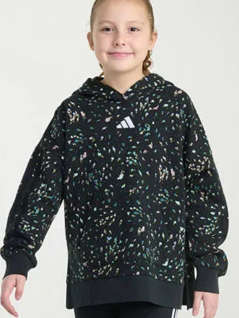 adidas Black Hoodie with Black Multicolor Speckle Print